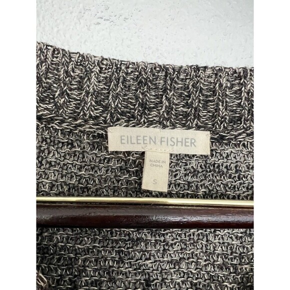 Eileen Fisher %100 Linen Gray V Neck Sweater Women's Small Oversized Relaxed Fit - Picture 5 of 6